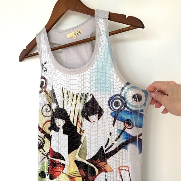 B. Bella tank top with sparkly sequins, form fitting, racer back style - Picture 2 of 9
